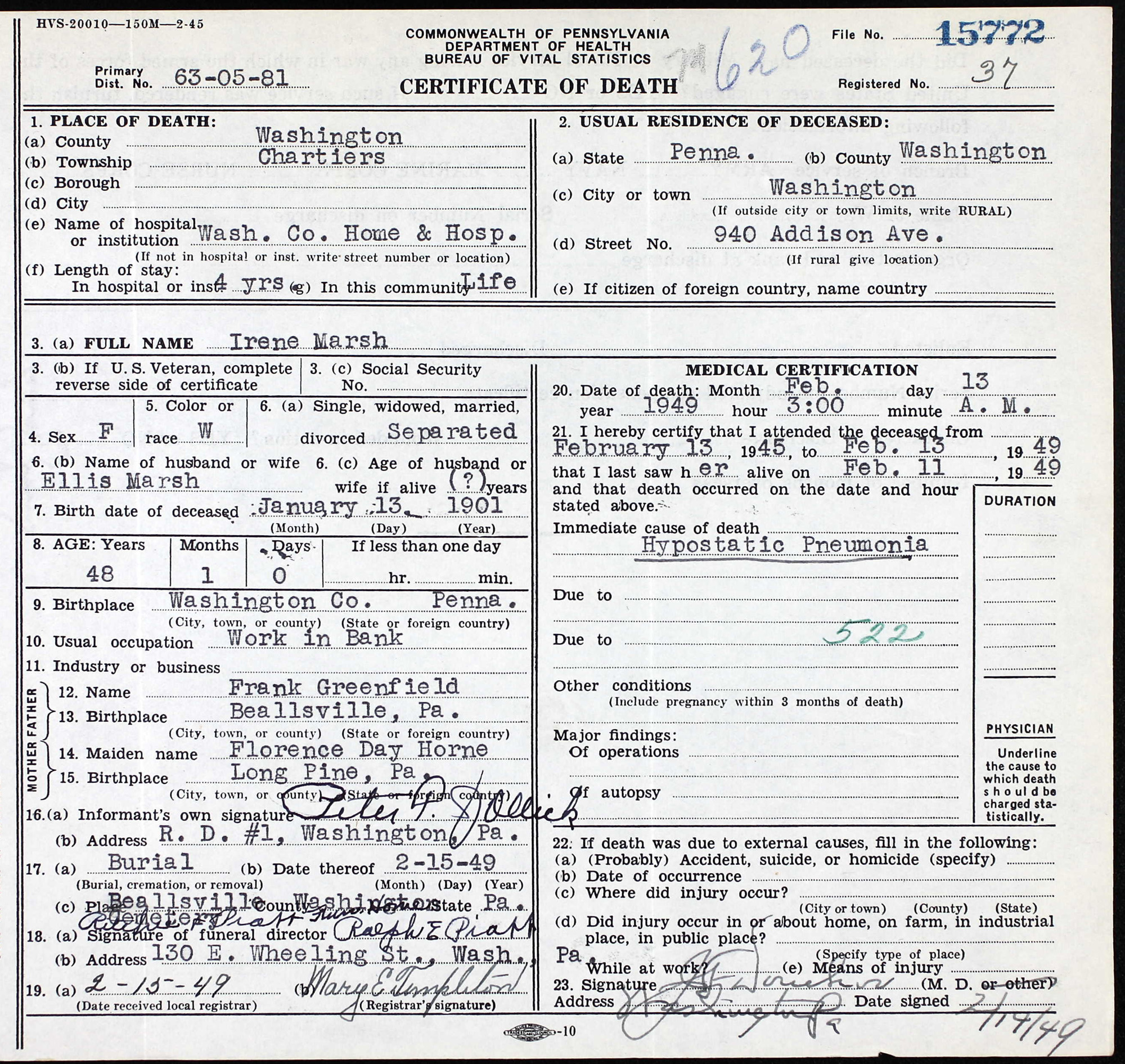 death certificate